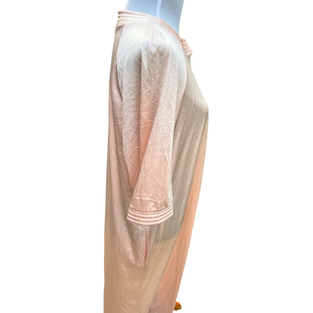 Vintage Vanity Fair Pink Peach Zip Hostess Robe Dress Medium - Picture 7 of 8